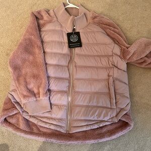 Bernardo Mauve /rose Puffer Jacket with Plush Sleeves